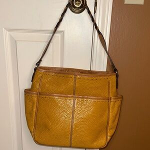 Mustard yellow pebbled leather Brighton Shoulder bag.